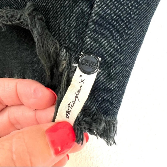 One Teaspoon Black Denim Junkyard Destroyed Mini Skirt Size 25 - Picture 11 of 15